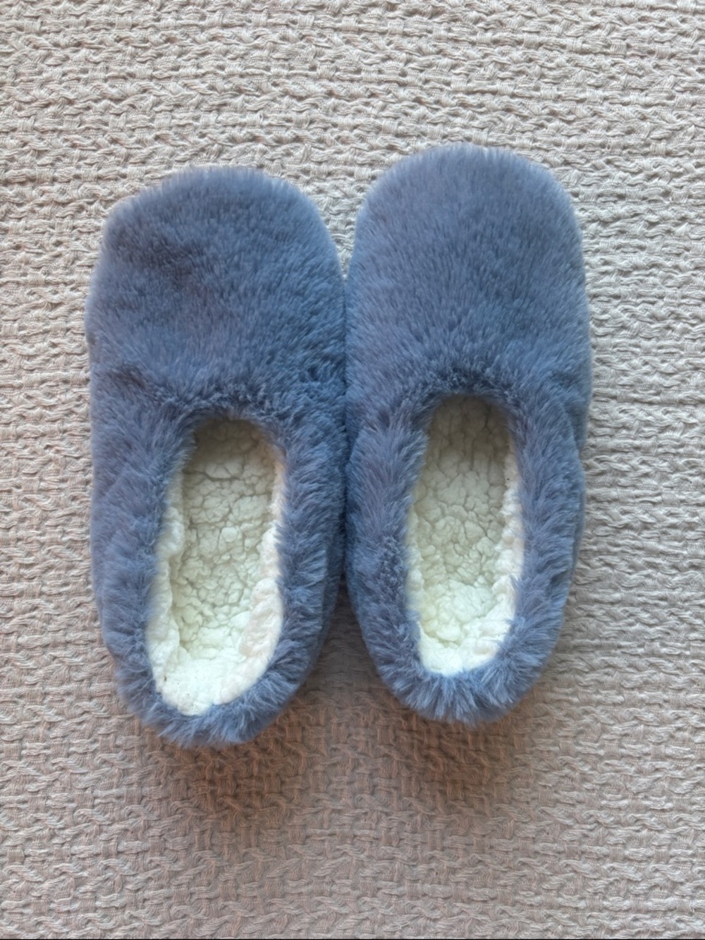 Cozy Plush Slipper Mules in Dusty Blue
